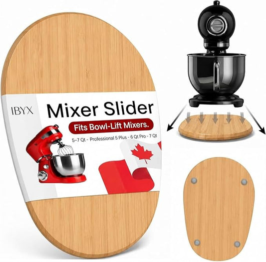 Ibyx Premium Bamboo Mixer Slider for KitchenAid 5-8 Qt Bowl Lift Stand Mixer - Food-Grade Appliance Slider Mat for Kitchen Countertop Storage Accessories (Natural)