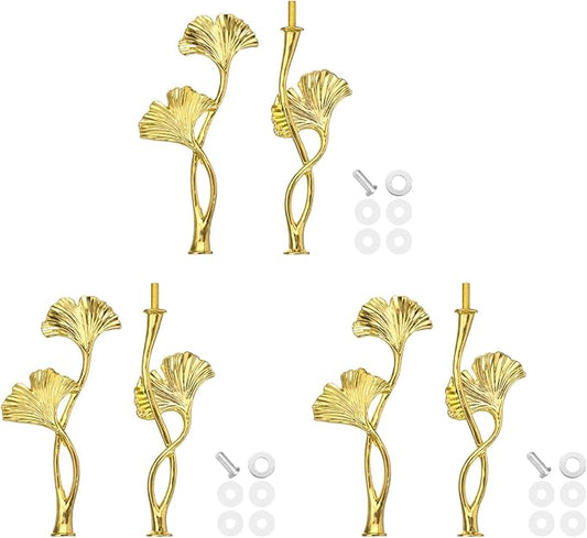 uxcell 2 Tiers Cake Tray Stand Handle 3 Set Metal Cake Stands Holder Cupcake Dessert Plate Hardware Fitting Holder Rod Stand Handle for Wedding Party Festival Cake Plate, Gold (Flower)