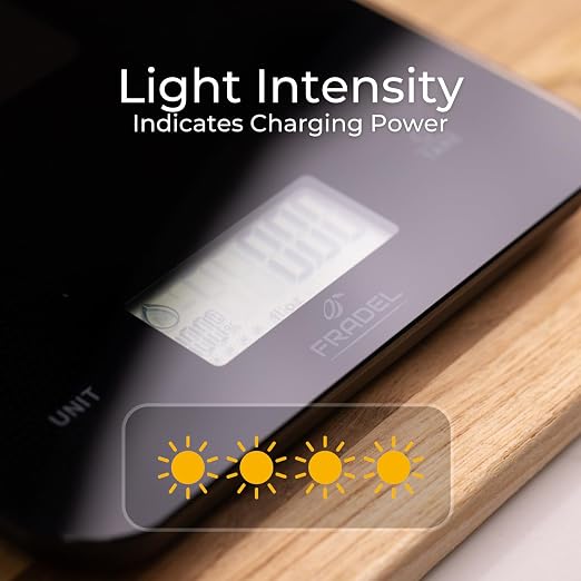 Fradel Solar Food Scale - No Batteries Required, 33lb, 1g Accuracy, Measures in Grams & Ounces