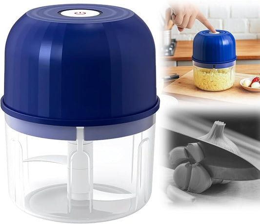 Electric Garlic Chopper, 2026 New Portable Mini Vegetable Chopper, USB Rechargeable Garlic Grinder, Cordless Onion Chopper Food Processor for Garlic Onion Ginger Chili Meat Sauce (Blue)