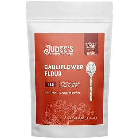 Judee's Cauliflower Flour 1 lb - Just One Ingredient - 100% Non-GMO, Gluten-Free, and Nut-Free - Perfect for Baking and Cooking - Great for Soups, Stews, and Chilis