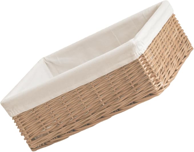 Handwoven Rattan Storage Basket with Removable Fabric Liner Desktop Organizers for Home Organization and Decoration Natural Fiber Closet Organizers Basket