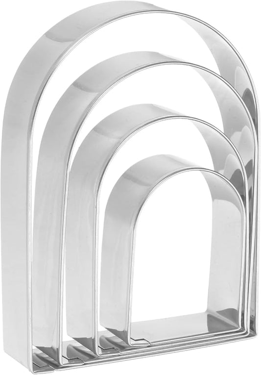 HARFINGTON Arched Cookie Cutter Set Assorted Sizes Stainless Steel Geometric Biscuit Baking Pastry Candy Cookie Cutters Molding for Pastry Fondant Cake