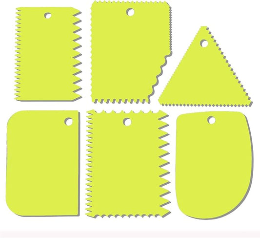 Cake Scraper, Cake Smoother Scraper Set, Dough Scraper Icing Scraper Polisher Tool, Cake Decorating Comb, Icing Smoother Plastic Sawtooth Cake Icing Kitchen Baking Cake Edge (Green)