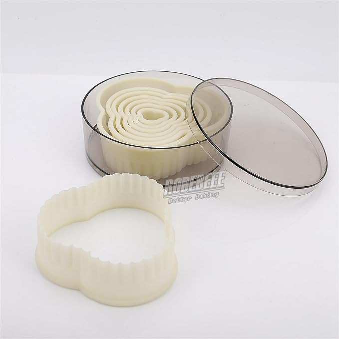 Multi-Shape Nylon Cookie Molds Round Square Star Plastic Geometry Biscuit Cutter Dough Mousse Bread Slicer DIY Bakery Utensils (Fluted Three Petal)