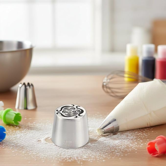 Extra Large Russian Piping Tip - Stainless Steel Floral Icing Nozzle for Cake Decorating Frosting Cream Flower DIY Cookies Cupcakes