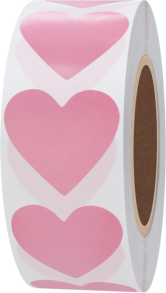 Hybsk 1000pcs 30mm Pink Heart Stickers for Party Decorations Crafting Scrapbooking (Pink)