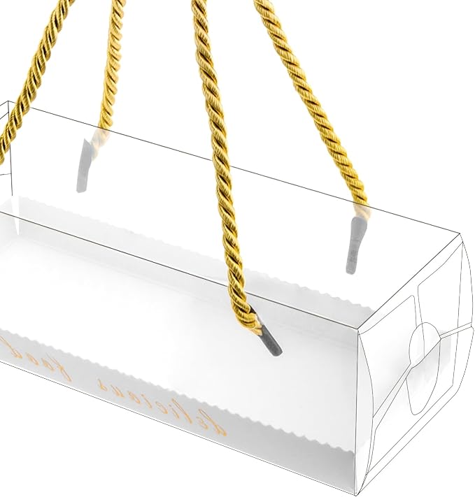 40 Pack Clear Cake Boxes with Gold Rope Handle, 7.3 x 2.5 x 2.5 Inch Chocolate Covered Strawberry Packaging, Bakery Gift Boxes for Wedding Dessert Table Party Treats