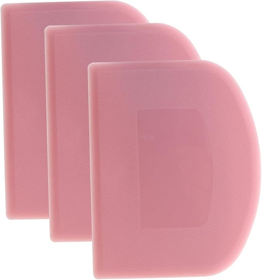 3PCS Pink Food Grade PP Plastic Bench Food Scrapers 12cm Multifunctional Kitchen Pastry Cutting Tool Flours Spatula Suitable for Spade Cream Fudge Cheese