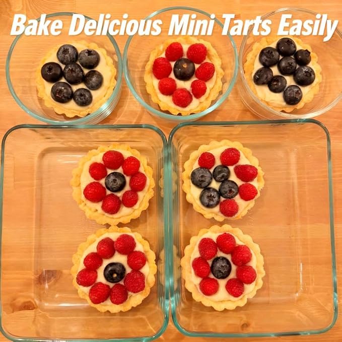 12-Pack 3 Inch Nonstick Mini Tart Pans Fluted Side for Pies Pan Round Deep Quiche Mold Heavy Duty Carbon Steel Baking Cupcake Egg Tarts Mousse Cakes Fruit and Desserts Molds for Oven