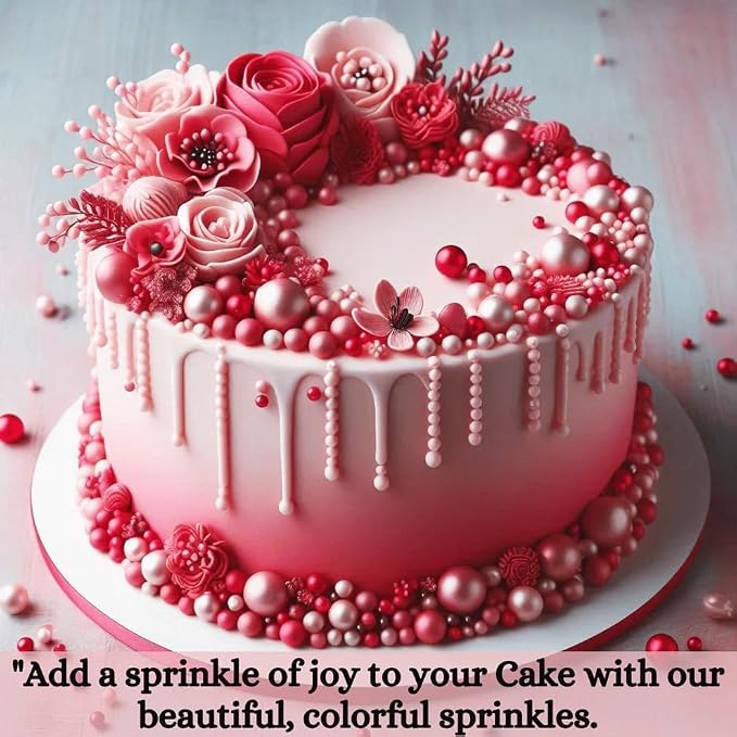 Confect Love Pink Pearl Disco Ball Sprinkles - Edible Cake & Cupcake Decorating Sprinkles, Decorative Sugar Pearls for Desserts and Cookies | Vegan, Gluten-Free, Soy-Free, Dairy-Free, Palm Oil-Free – 4.2 Oz