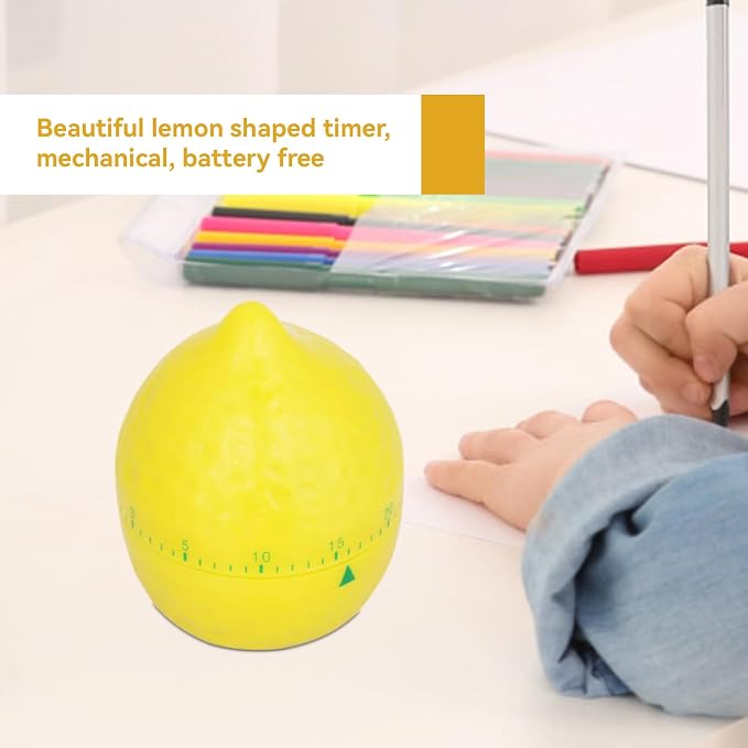 Lemon Kitchen Timer, 60 Minute Wind up Timer Mechanical Wind up Kitchen Timers with Alarm, Mechanical Desk Timer Manual Countdown Timers for Home, Study and Cooking