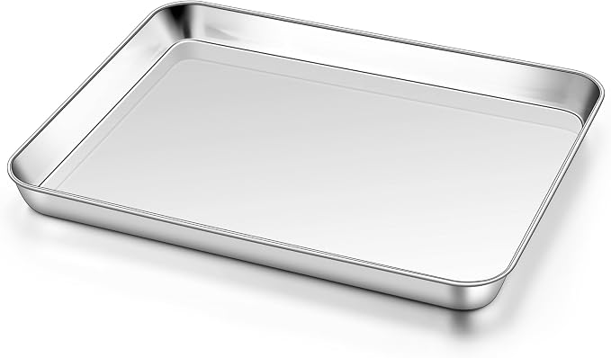 Homikit 1 Pack Quarter Sheet Pan, 9x13 Inches Stainless Steel Cookie Sheets for Baking Non Stick, Metal Baking Sheet Fits Toaster Oven, Bacon Pan Non Toxic & Rust Free, Dishwasher Safe
