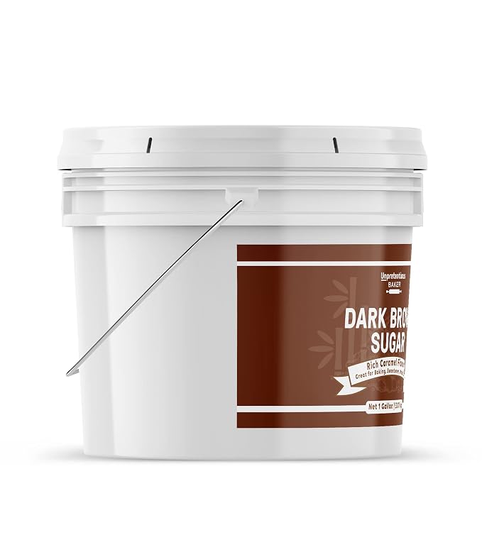 Unpretentious Dark Brown Sugar, Great for Baking, Rich Caramel Flavor, Sweetener (1 Gallon Bucket)