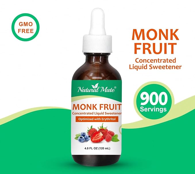 Monk Fruit Liquid Sweetener (Optimized with Erythritol) 4 FL OZ (120 mL) – Glass Bottle | 1 Pack
