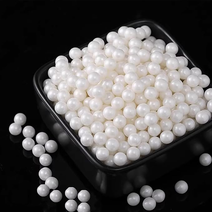 PhilaeEC White Pearls 7mm Size Sprinkles for Cake Decoration Edible Candy Baking Cookie Cupcake Toppers Wedding Party Valentines Halloween Christmas Supplies 3.53oz