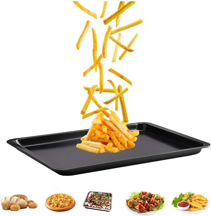 2PCS Cookie Sheet 10x14.5 Inch (Inner 9x13) Baking Sheet Nonstick Heavy Carbon Steel Baking Pans Bakeware