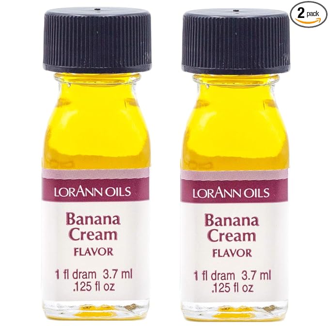 LorAnn Oils Super Strength Flavoring - Used For Candy Making, Flavoring, Baking, Hard Candy, & Flavor Oils - Bold, Natural Flavors 4X Stronger Than Extracts - Banana Cream, Pack of 2, 0.125 fl oz