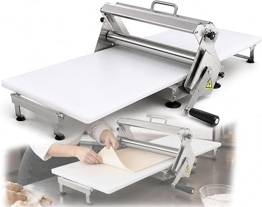 15.75 Inch Folding Dough Sheeter, Manual Stainless Steel Countertop Dough Roller Machine with 0-25mm Adjustable Thickness for Croissants, Pizza, Puff Pastry, Pasta & Fondant
