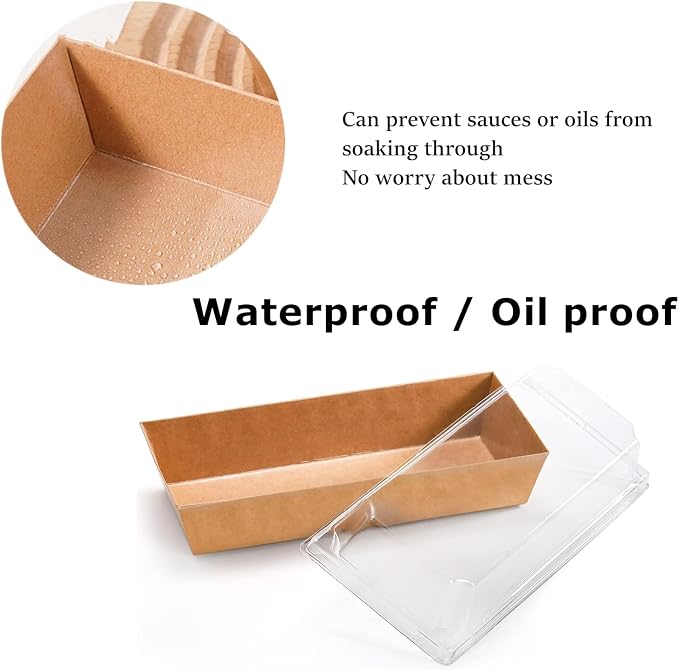 100 Pack Disposable Sandwich Boxes, Paper Charcuterie Boxes with Clear Lids, Swiss Roll Cake Container,To Go Dessert Boxes for Sushi, Muffins, Treat, Waffle, Cookie, Food Truck Business
