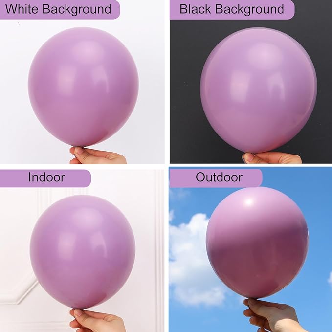 RUBFAC Dusty Purple Balloons 129pcs Different Sizes Pack of 18 12 10 5 Inch, Latex Light Lavender Lilac Purple Balloon Garland Arch Kit for Wedding Baby Shower Gender Reveal Birthday Party