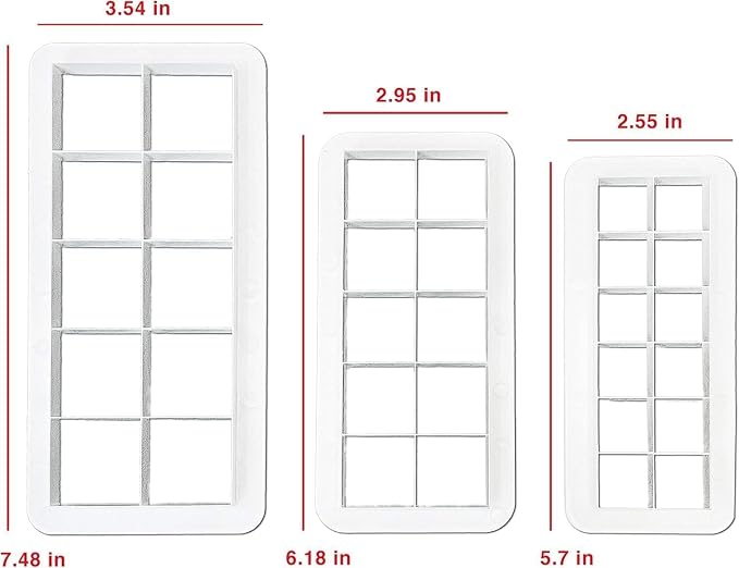 3Pcs White Square Cookie Cutter Set, Geometric Multicutter Cake Fondant Cutter, 3 Size Square Biscuit Cutters, Easy to Store, Cookie Cutter Baking Tools, Cookie Cutters