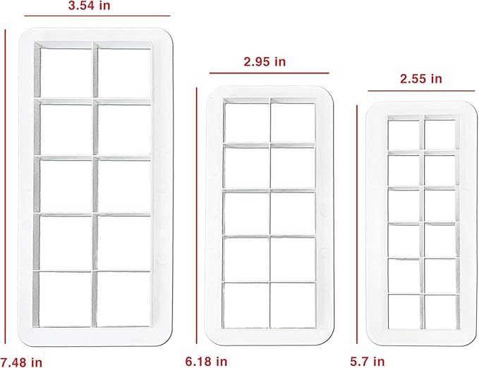 3 Pcs White Square Cookie Cutter Set, Geometric Multicutter Cake Fondant Cutter, Cookie Cutter Biscuit Cutters Cake Decorating,Baking Tools Accessories (3 Size）