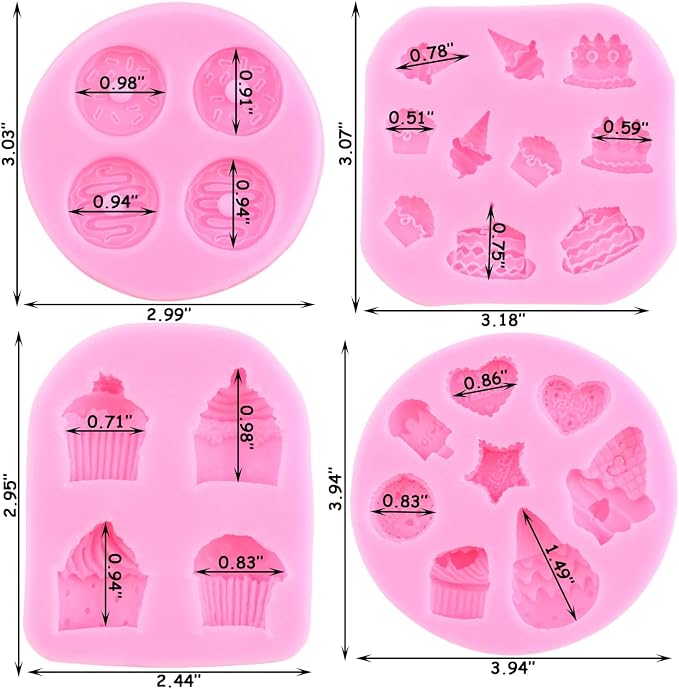 Mujiang Ice Cream Cones Silicone Mold Donut Fondant Molds For Cake Decorating Cupcake Topper Chocolate Popsicle Candy Cake Pop Polymer Clay Gum Paste Set Of 4