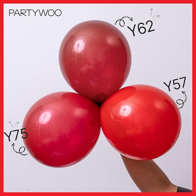 PartyWoo Red Balloons 127pcs Different Sizes of 36 18 12 10 5 Inch Red Balloon Arch Kit Garland for Birthday Graduation Bachelorette Citizenship Anniversary Cherry Casino Party Decorations Red-Y57
