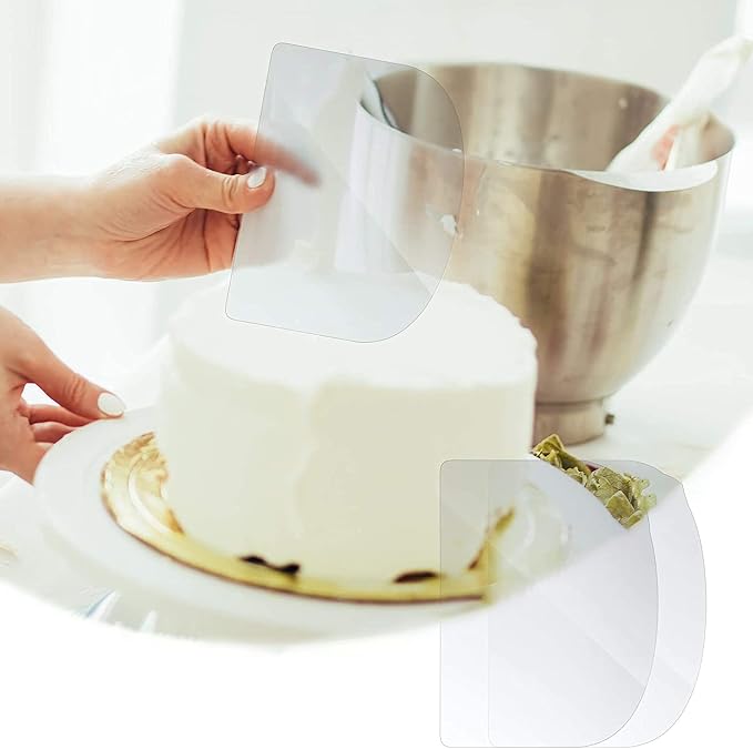 Woohome 50 PCS Transparent Cake Cream Scraper Plastic Cake Scraper Clear Icing Comb Contour Set for Bread Pastry Cake Decorating Supplies DIY Kitchen Bakery Baking Tool
