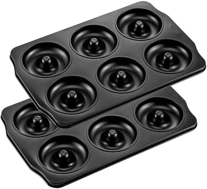 2 Pack 6-Cavity Nonstick Donut Pan Baking Ring Doughnut Pans for Bread Muffin Baking Pastries Cookies Bagel 8.8 x13.8 Inch