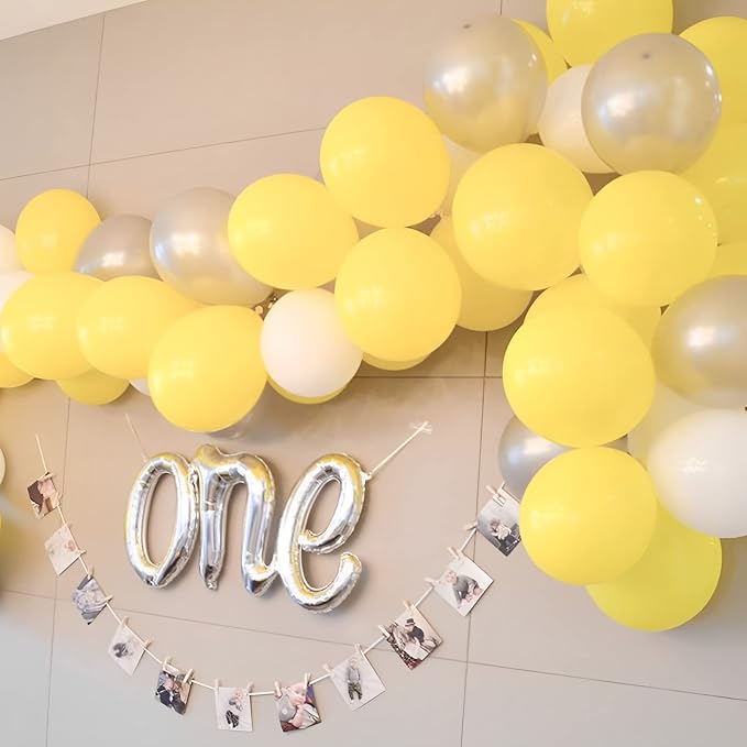 Voircoloria 105pcs Yellow Balloons 12inch Party Latex Balloons for Boys Girls Birthday Baby Shower Gender Reveal Wedding Sunflower Party Decorations
