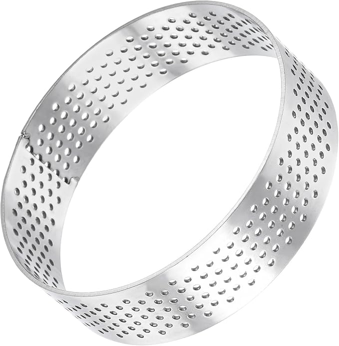 uxcell Stainless Steel Small Cake Rings, Perforated Cake Mousse Ring Kitchen Baking Heat-Resistant 2.7" Diameter, 0.8" Height,for Cake Dessert Biscuit Chocolate, Silver