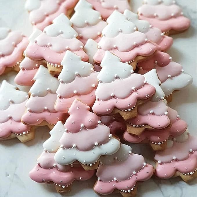 Christmas Tree Cookie Cutter Set, 3 Pieces Xmas Tree Cookie Cutters with Recipe Booklet Biscuit Molds for Chirstmas Day Party Decorations DIY Gift Family Kids Baking Tools