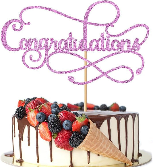 Congratulations Cake Topper,Congratulations 2026 Graduation Cake Topper,Graduation, Wedding, Retirement, Birthday, Anniversary, Celebration Party Decorations Supplies(Purple)