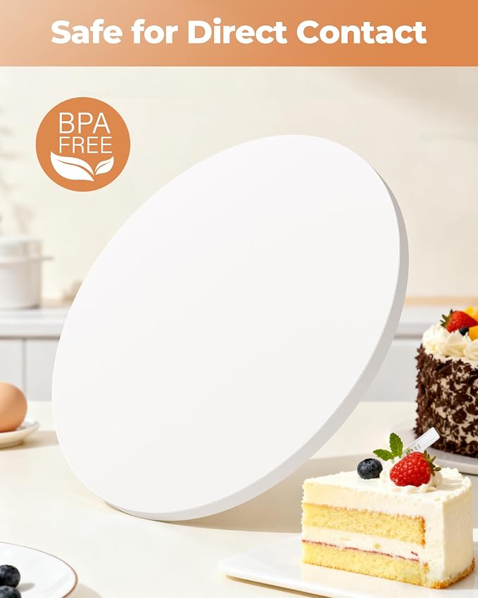 Kootek Cake Boards 10 Inch Round, 1/2 Inch Thick Cake Drum, Sturdy Corrugated Cardboard Base, Base para Pastel, White, 8 Pack