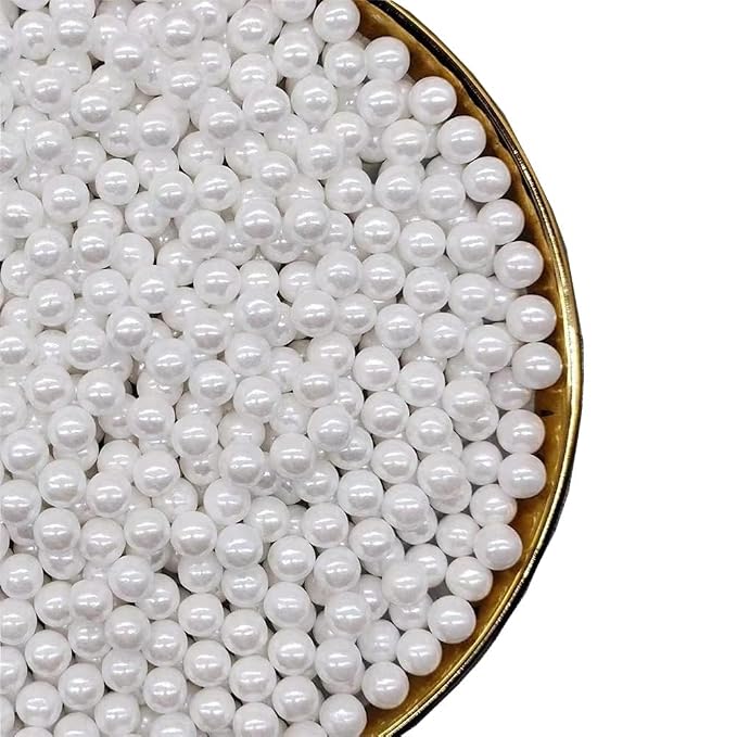 Sprinkles Pearl Sugar 7mm Candy 120g/ 4.2oz Baking Edible Cake Decorations Cupcake Toppers Cookie Decorating Ice Cream Toppings Celebrations Shaker Jar Wedding Shower Party Christmas Supplies White