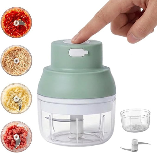 Electric Garlic Chopper, 2026 New Mini Food Processor, Rechargeable Cordless Garlic Mincer Onion Chopper, Portable Veggie Food Chopper for Ginger Chili Fruit Meat Kitchen Gadgets (Green, 100ml)