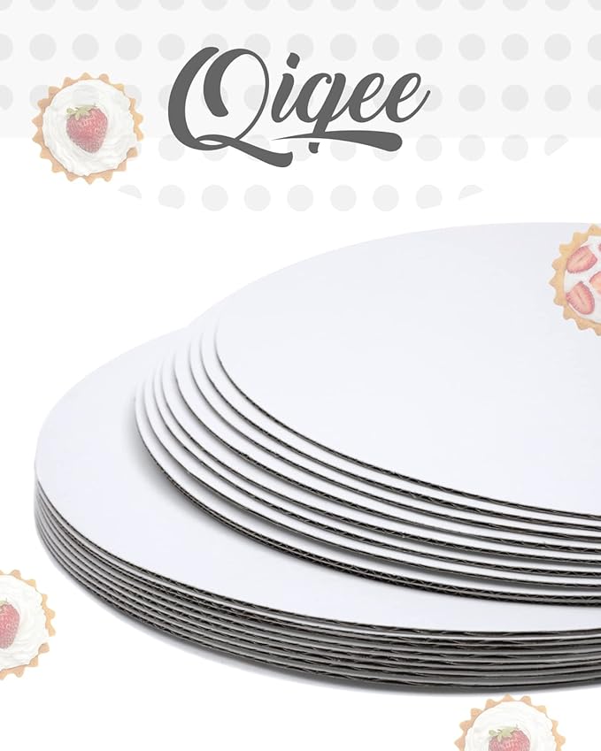qiqee 70-Packs White Cake Boards Round 12 Inch Circles Rounds Base Food-Grade Cardboard Cake Plate（Thinner But Stronger）
