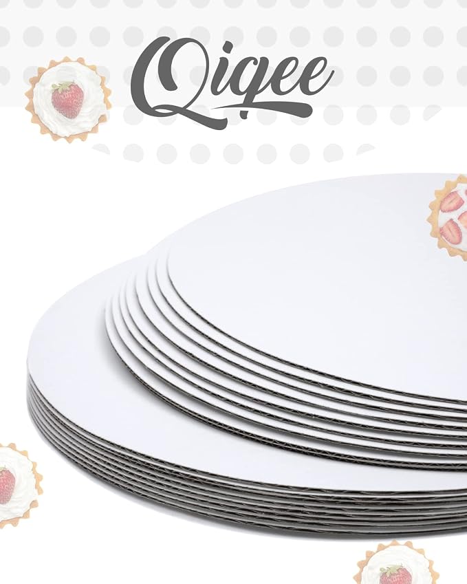 qiqee 40-Packs Cake Boards Round 12 Inch White Cake Circles Rounds Base Food-Grade Cardboard Cake Plate（Thinner But Stronger）