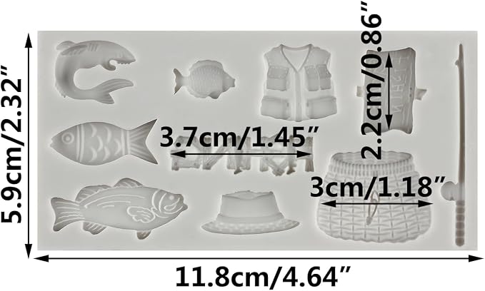 Fishing Tool Silicone Mold Small Fish Fondant Molds For Cake Decorating Cupcake Topper Candy Chocolate Gum Paste Polymer Clay
