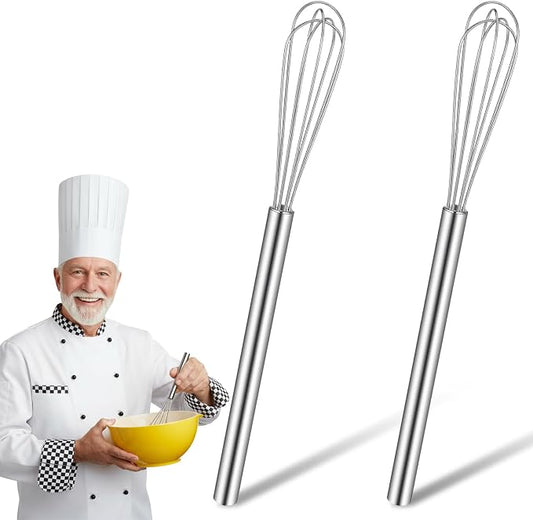 2PCS Small Wire Whisk, Stainless Steel 10in Wire Whisk for Cooking, Easy-to-Clean Small Espresso Whisks for Whisking, Beating, Blending Eggs and Sauces, Cooking, Dishwasher Cleanable