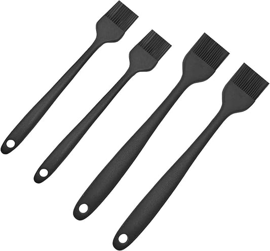 4PCS Heat Resistant Silicone Basting Brushes Cooking Brush, BPA Free Pastry Brush with Soft Bristles for Oil Butter Sauce BBQ Grill Kitchen Baking Dishwasher Safe(Black)