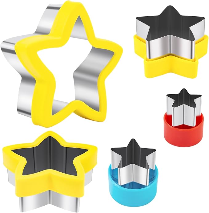 Nifogo Star Cookie Cutters 5 Pcs, Mini Small Large Sizes Stainless Steel Sandwich Cutter, Vegetable Fruit Cutters Shapes for Kids Boys Girls