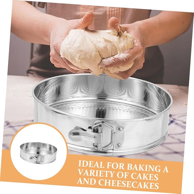 INOOMP Stainless Steel Springform Cake Pan 9-inch Removable Bottom Leakproof Lock for Cheesecake Baking Kitchen Bakeware with Reliable Spring Clip