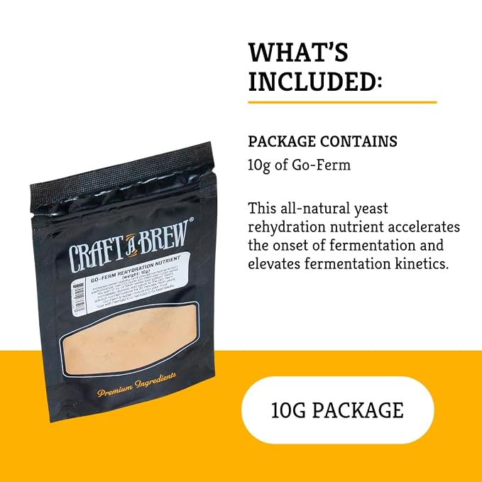 Craft A Brew - Go-Ferm - Natural Yeast Rehydration Nutrient - Enhances Fermentation Kinetics - Yeast for Alcohol Fermentation - 10g