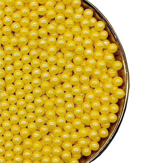 Yellow Sprinkles Edible Pearls,Cake Sprinkles 130g 4.6OZ,Cookie Sprinkles,Sugar Pearl, Edible Candy Pearls for Cake Cupcake Decorationg (7mm-yellow)