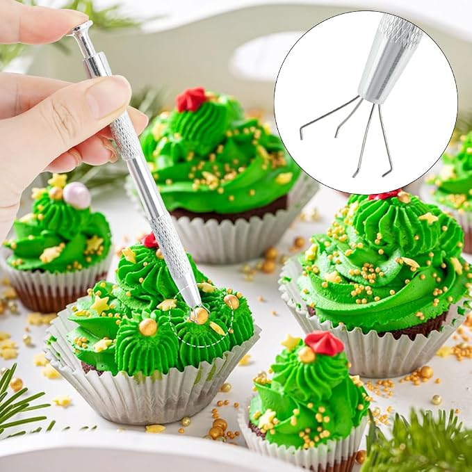 4 PCS Sprinkles Tools for Cake Decorating,Sprinkle Pen Pearl Grabber with 4 Claws,Cake Tweezers Pearl Sprinkle Spoon with Shovel Head,for Cookie Cupcake Decorating Supplies