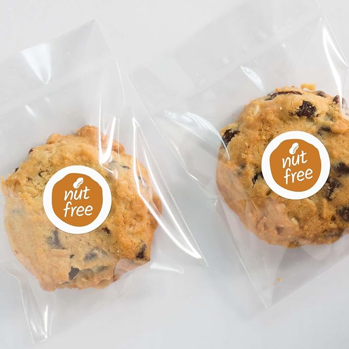 Nut Free Stickers / 500 Circle Labels/Small 1" Round Food Seals/Modern Peanut Allergy Design/Made in The USA