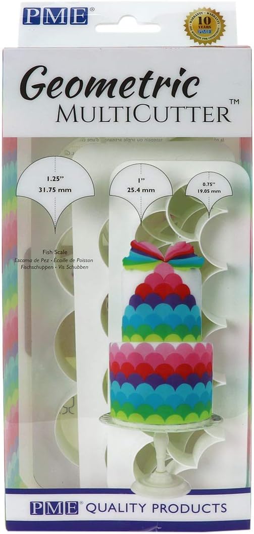 PME Geometric Multicutters for Cake Design-Fish Scale-small, Medium & Large Size, Set of 3, White